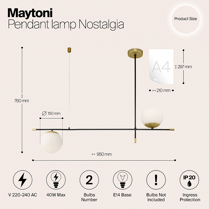 Светильник Maytoni MOD048PL-02G